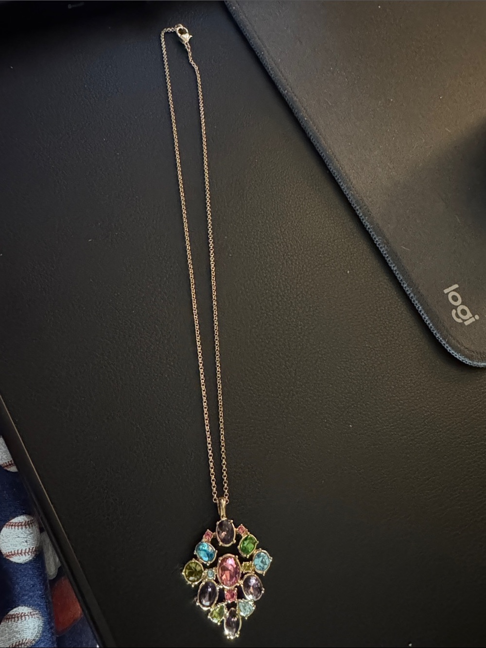 Rose Gold Multicolor Gemstone Pendant Necklace - Women's Fashion Jewelry